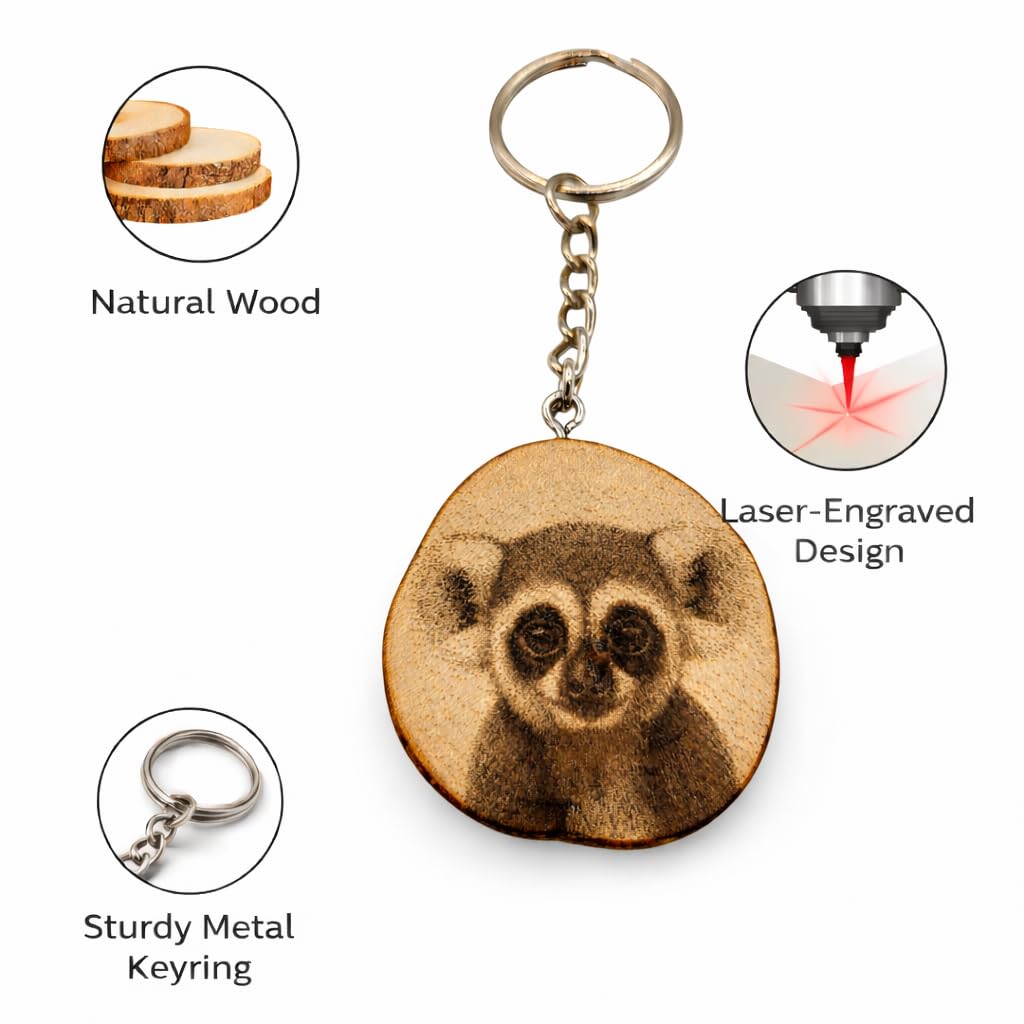 Loris Tier Primat Laser Engraved Wooden Keychain