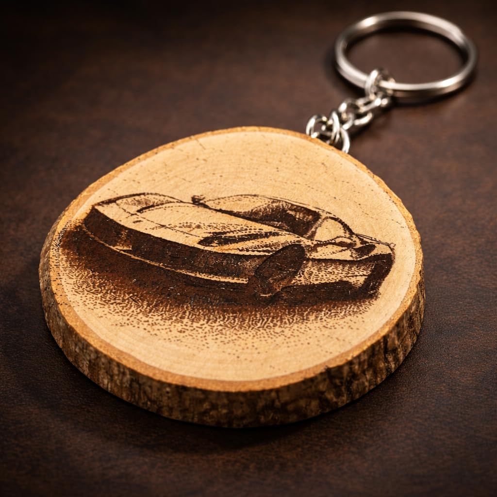 Supercar Lasergravierter Holz Schlüsselanhänger