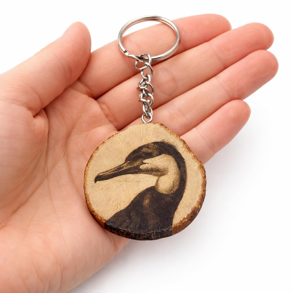Kormoran Lasergravierter Holz Schlüsselanhänger