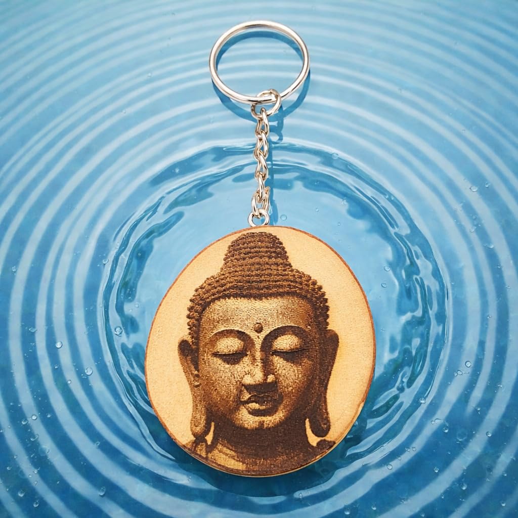 Buddha Lasergravierter Holz Schlüsselanhänger
