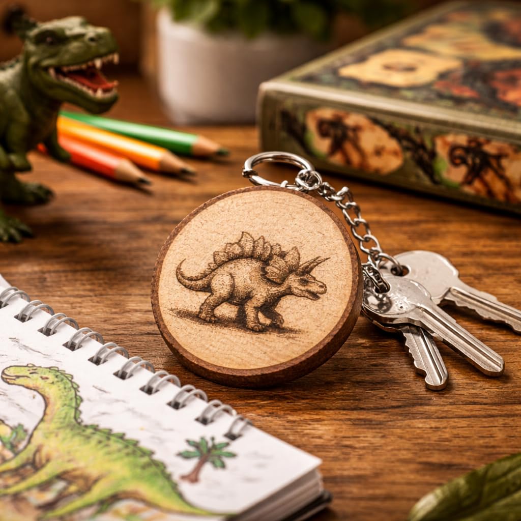 Dinosaurier Stegosaurus für alle Dino-Fans Lasergravierter Holz Schlüsselanhänger