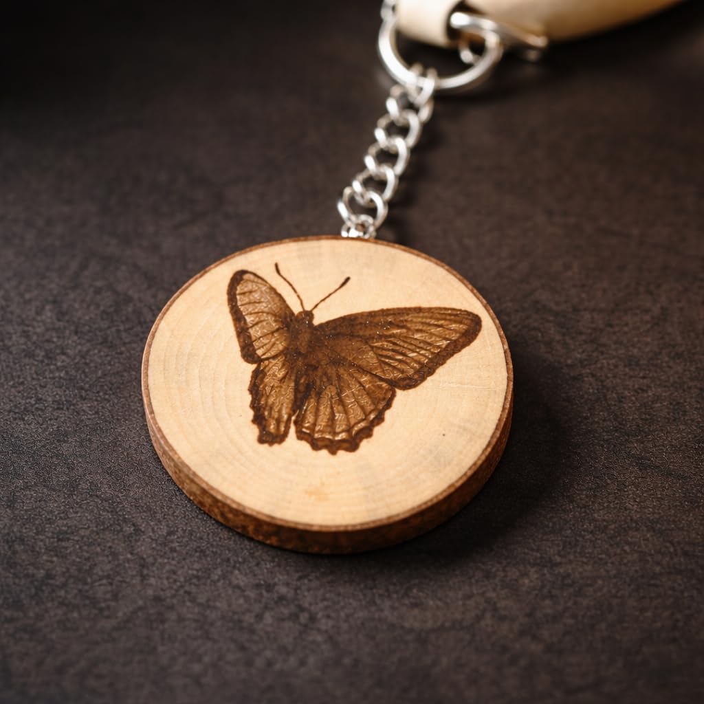 Schmetterling Holz Schlüsselanhänger