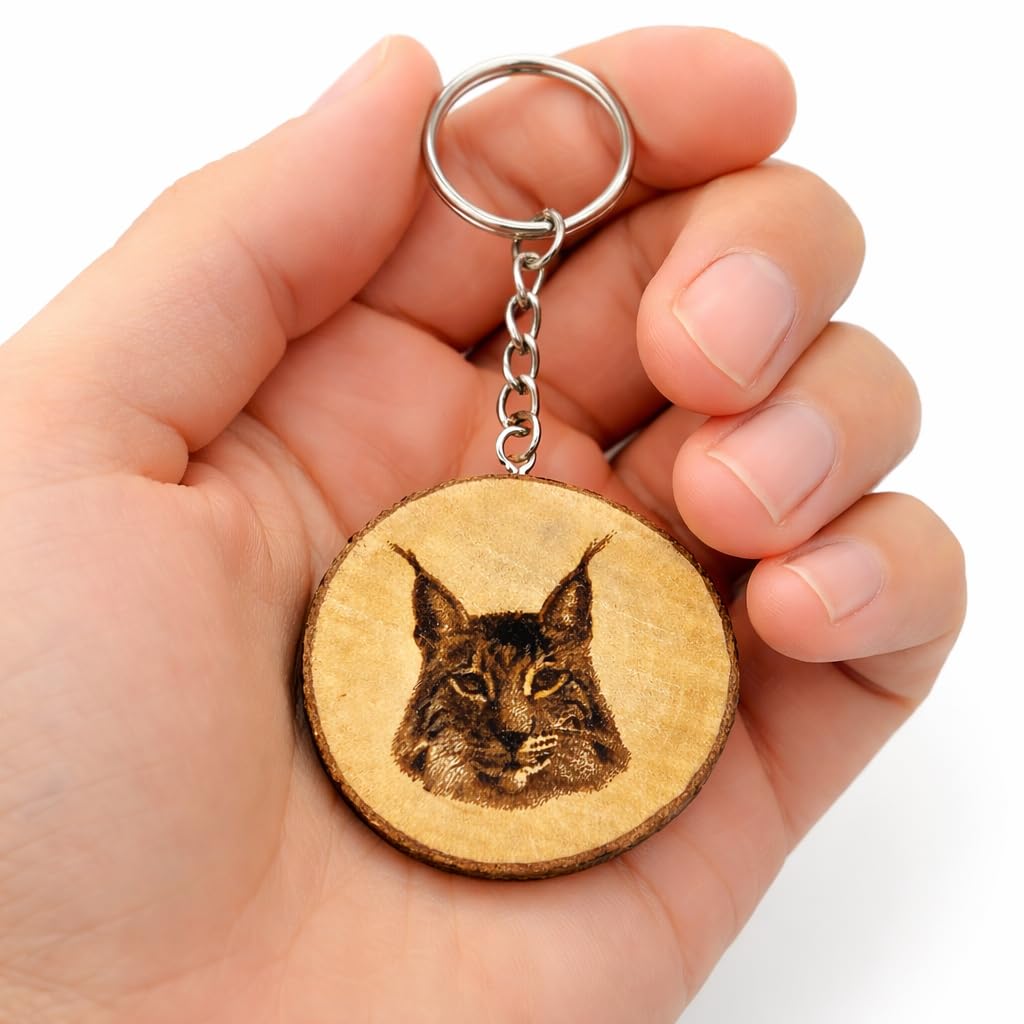 Luchs Holz Schlüsselanhänger