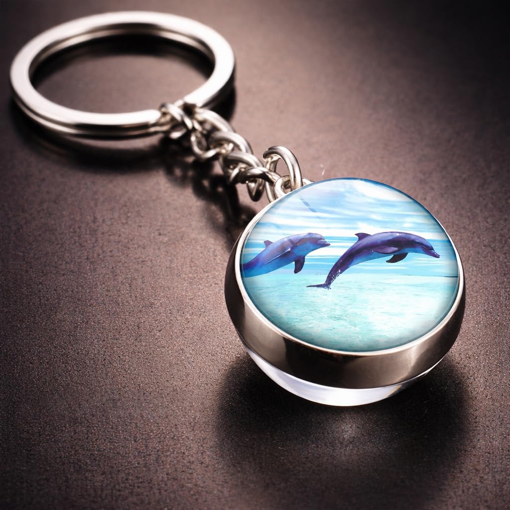 Glas Dome Delfin Ozean Design Schlüsselanhänger