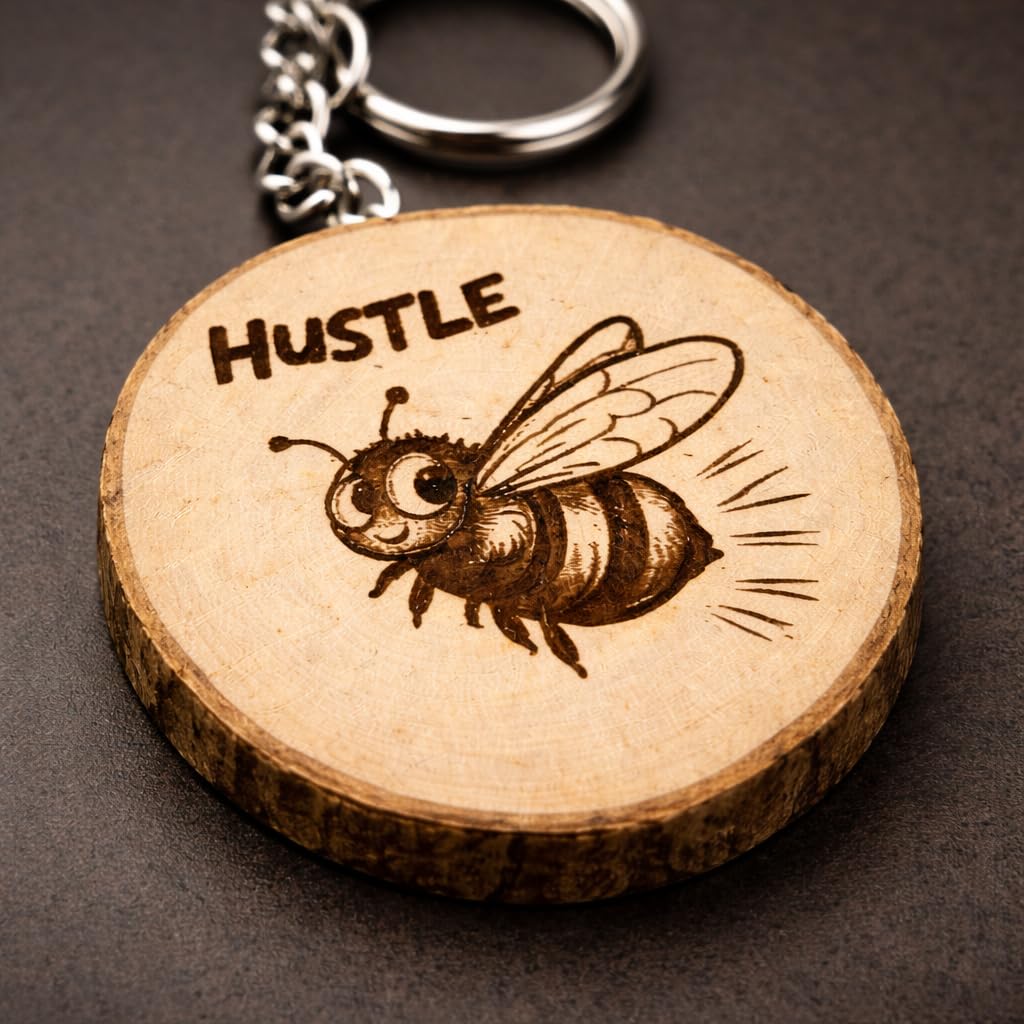 „Hustle“ Holz Schlüsselanhänger