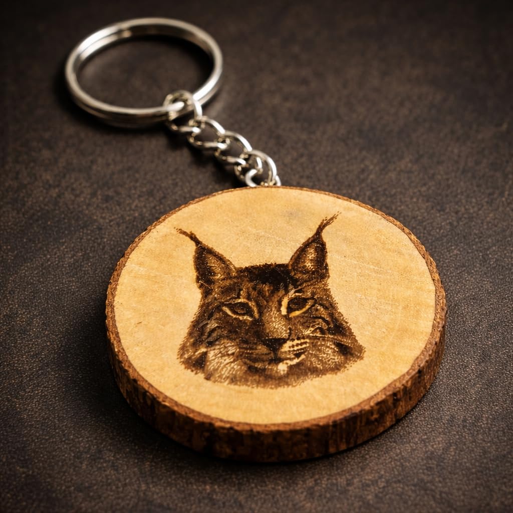Luchs Holz Schlüsselanhänger