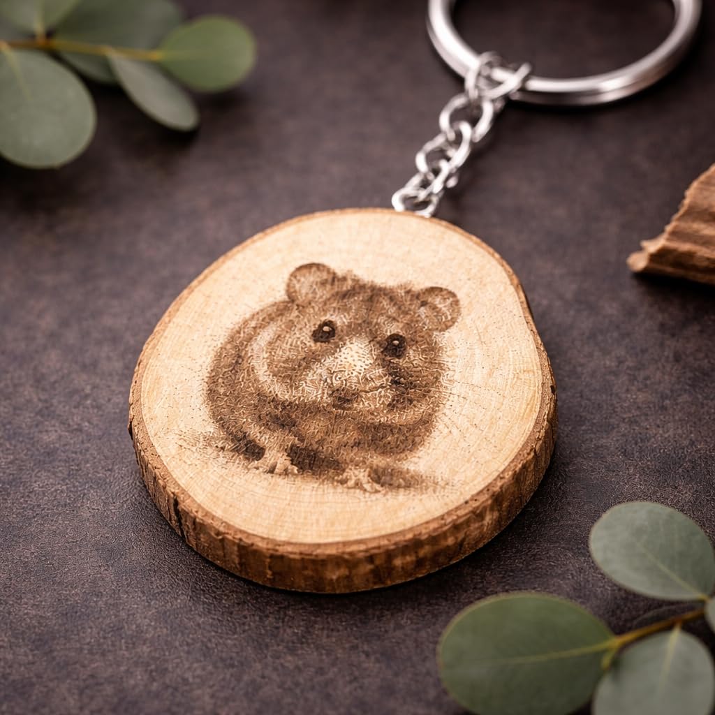 Meerschweinchen Lasergravierter Holz Schlüsselanhänger