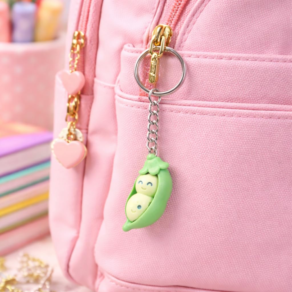 Mini lustige Erbsenschote Edelstahl Schlüsselanhänger