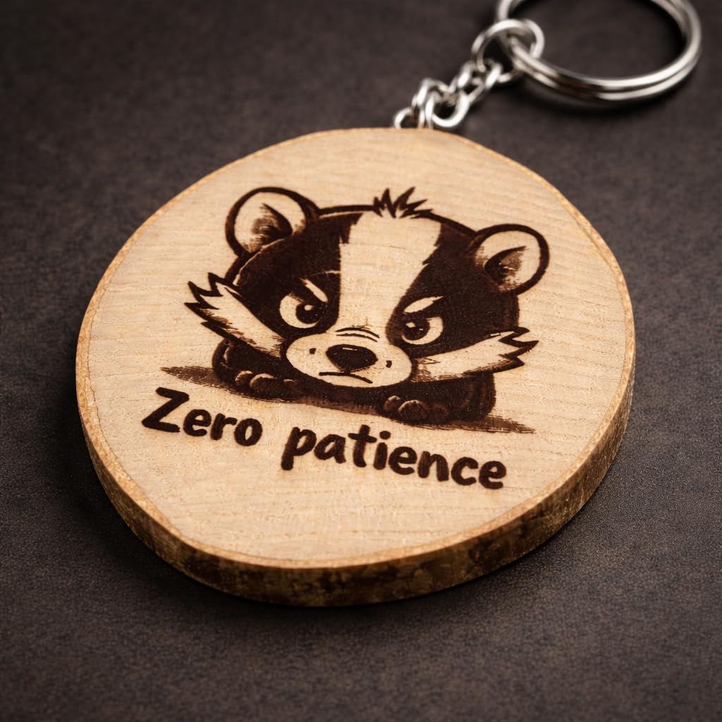 Holz Schlüsselanhaenger Zero Patience Dachs