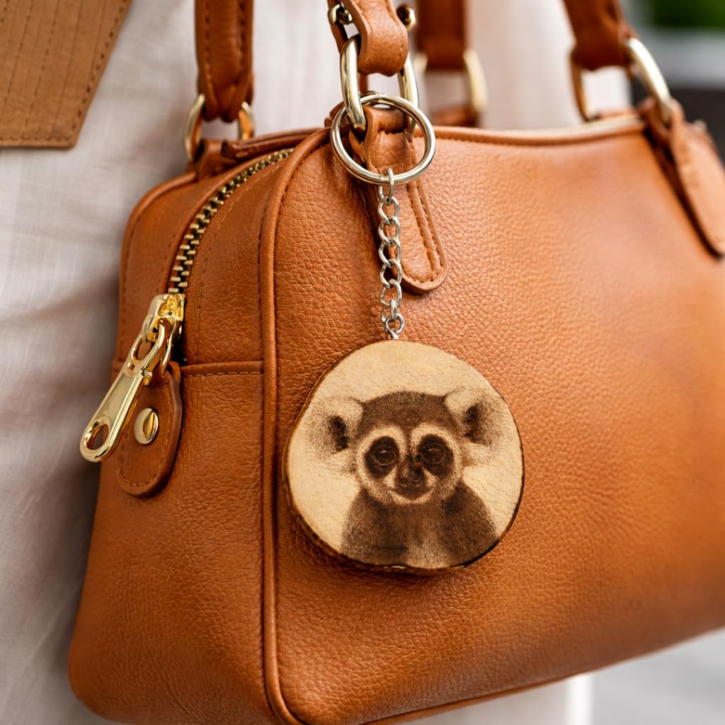 Loris Tier Primat Laser Engraved Wooden Keychain