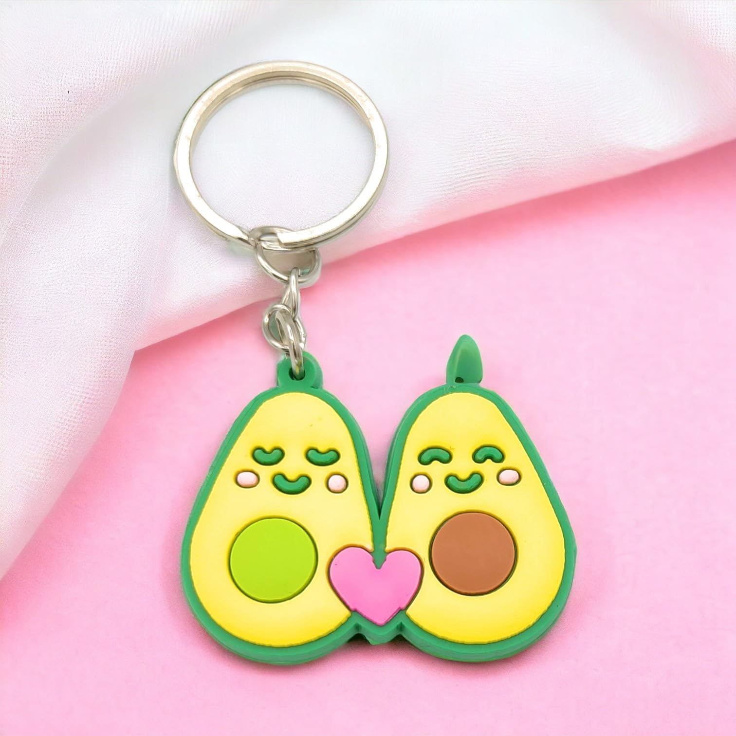 Liebespaar Avocado Verbunden durch Fruchtige Zuneigung Gummi Schlüsselanhänger