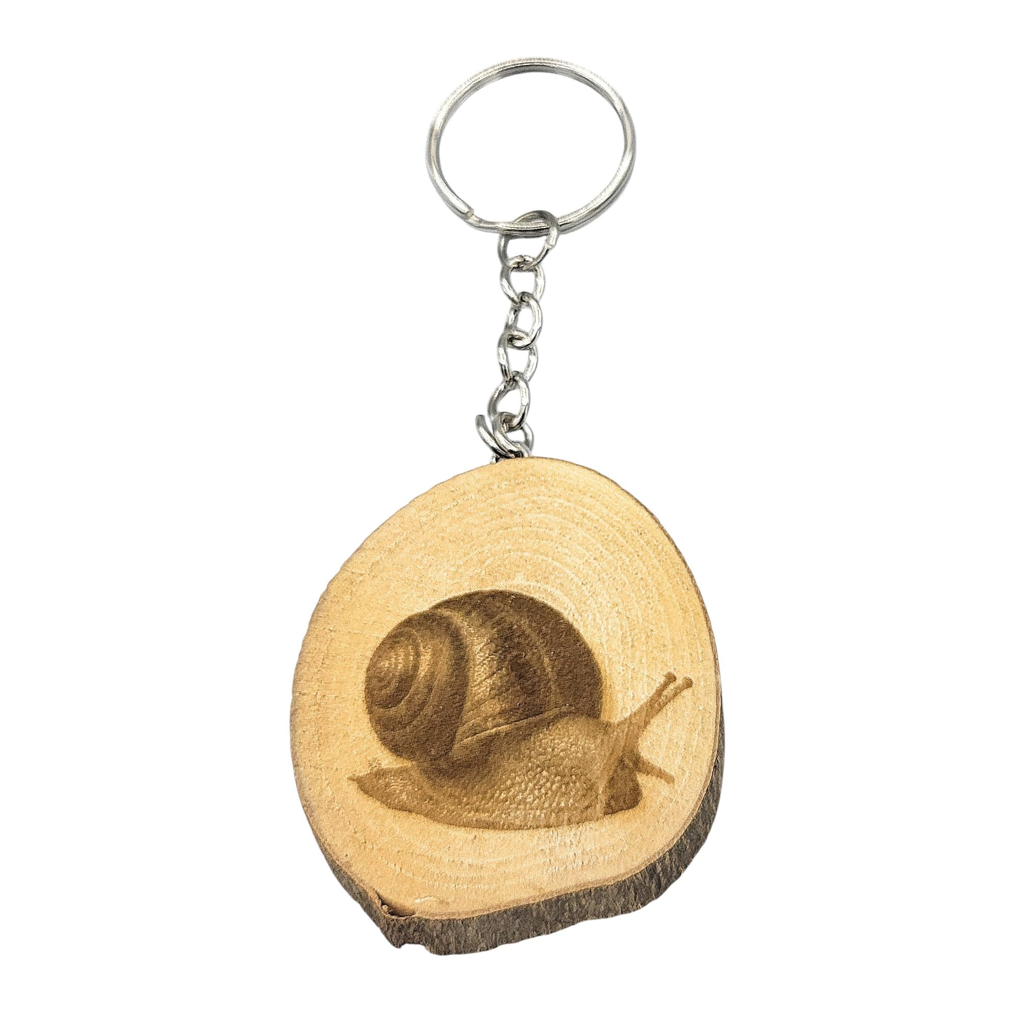 Schnecke Lasergravierter Holz Schlüsselanhänger