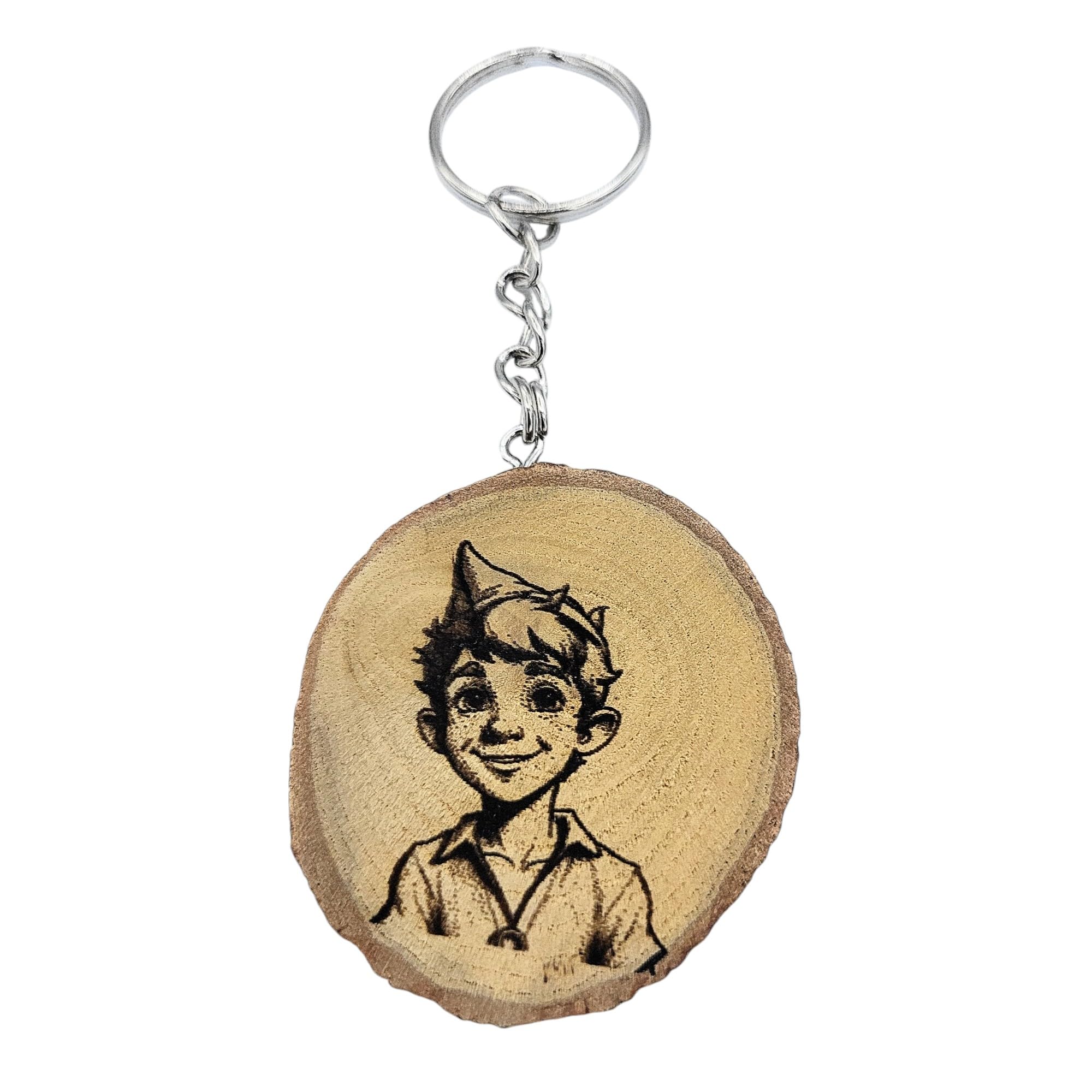 Peter Pan Lasergravierter Holz Schlüsselanhänger
