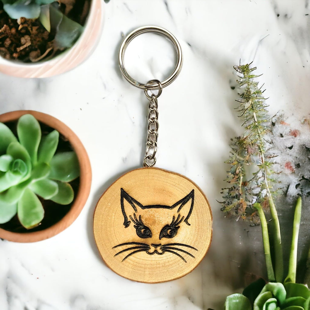 Mieze Katze Holz Schlüsselanhänger