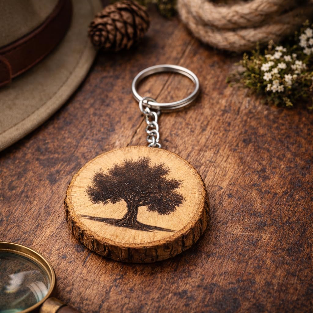 Olivenbaum Lasergravierter Holz Schlüsselanhänger