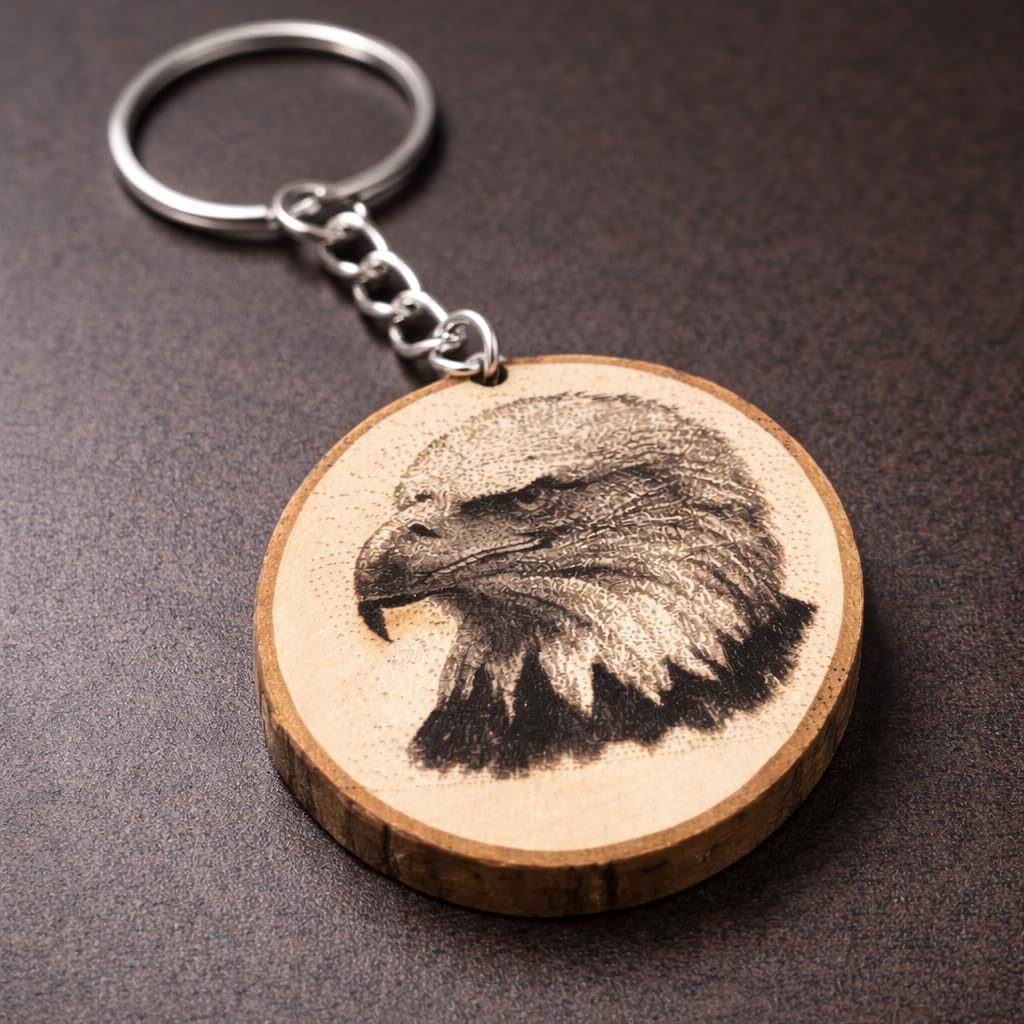 Weißkopfseeadler Lasergravierter Holz Schlüsselanhänger