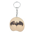 Promotech Batman Superheld Logo Handgefertigter Lasergravierter Einzelstück Schlüsselanhänger aus Holz