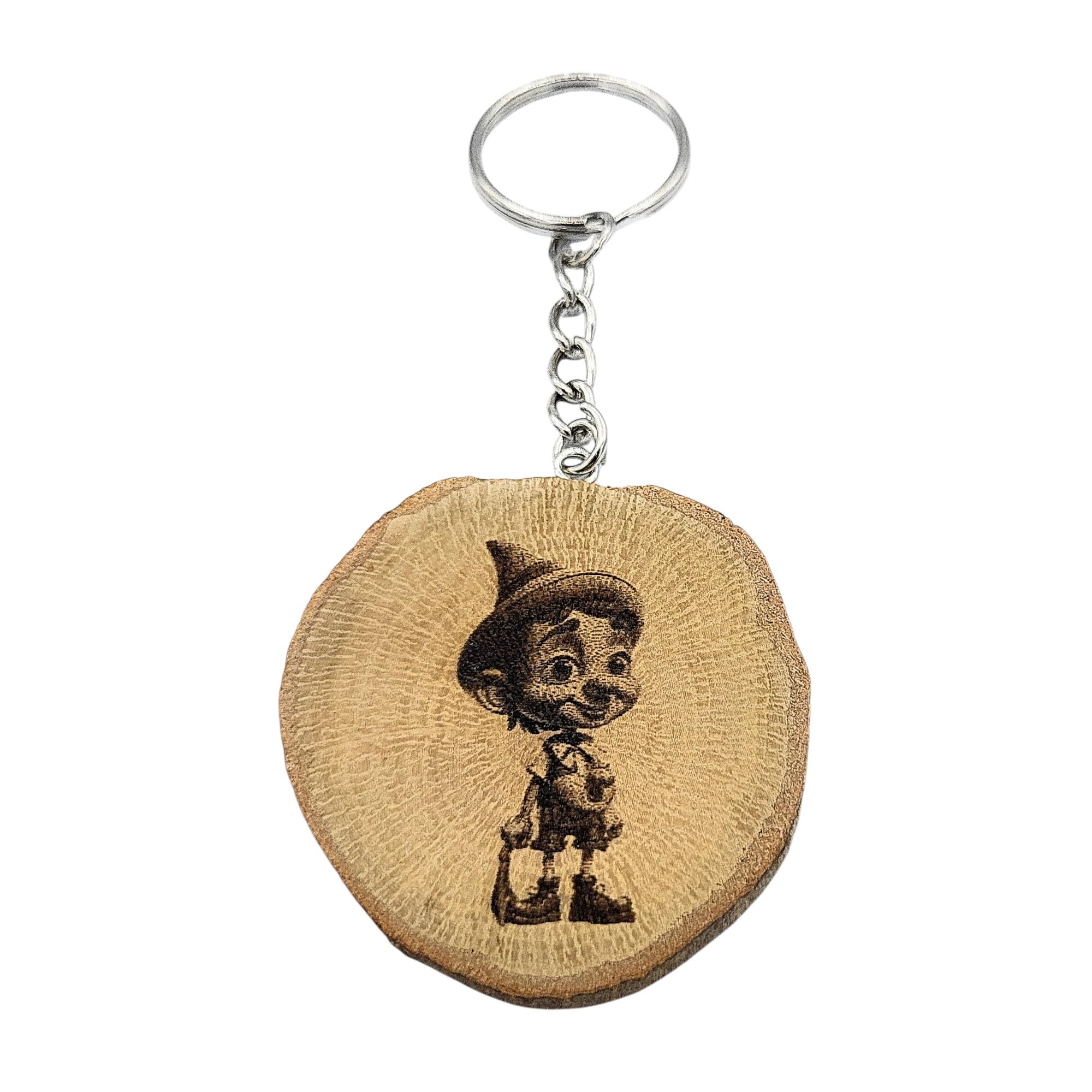 Pinocchio mit Lasergravur Lasergravierter Holz Schlüsselanhänger