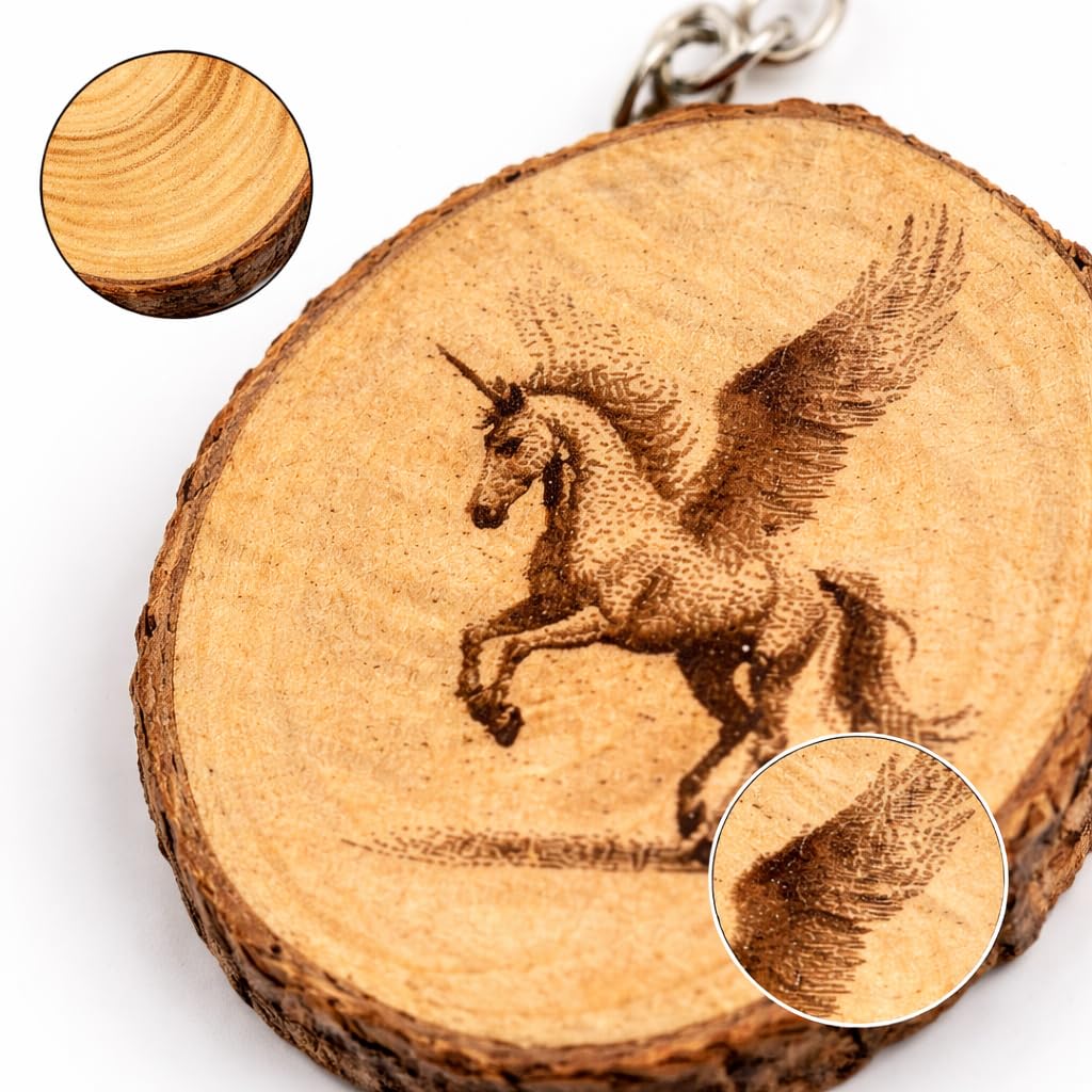 Pegasus Lasergravierter Holz Schlüsselanhänger