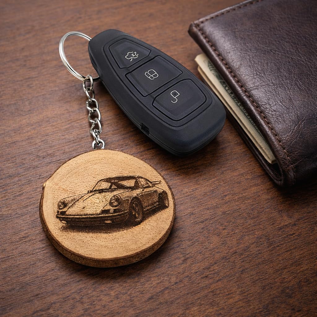911 Badboys Auto Lasergravierter Holz Schlüsselanhänger