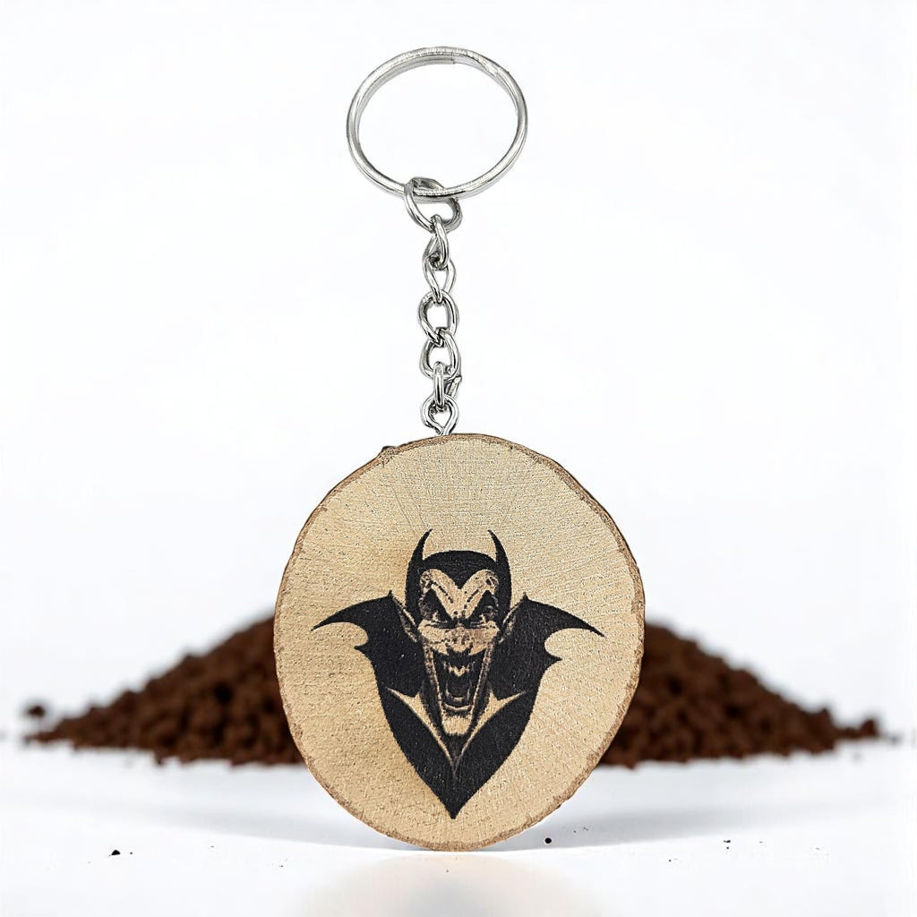 Portachiavi in legno inciso al laser Dracula Nosferatu Vampiro