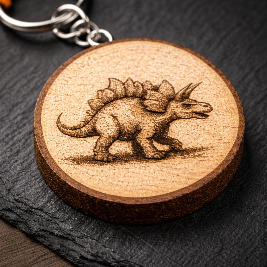 Dinosaurier Stegosaurus für alle Dino-Fans Lasergravierter Holz Schlüsselanhänger
