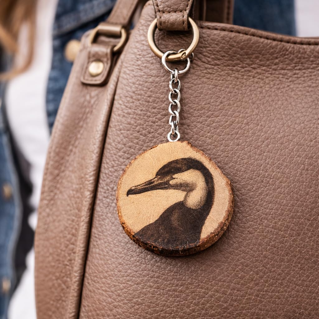 Kormoran Lasergravierter Holz Schlüsselanhänger