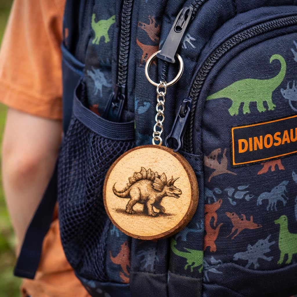 Dinosaurier Stegosaurus für alle Dino-Fans Lasergravierter Holz Schlüsselanhänger