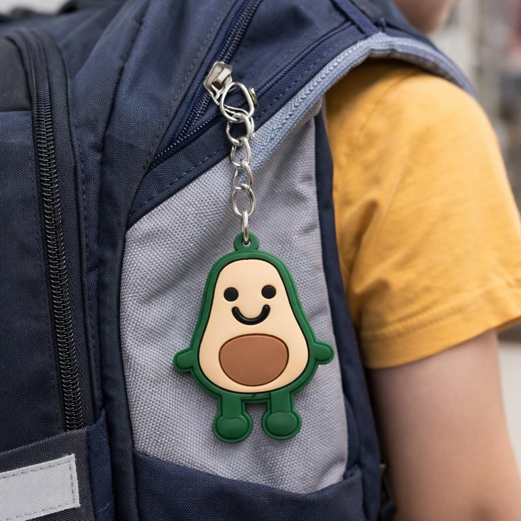 Lächelnde Avocado Gummi Schlüsselanhänger
