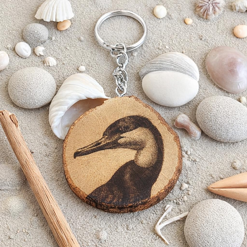 Kormoran Lasergravierter Holz Schlüsselanhänger