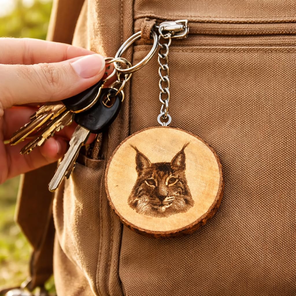 Luchs Holz Schlüsselanhänger