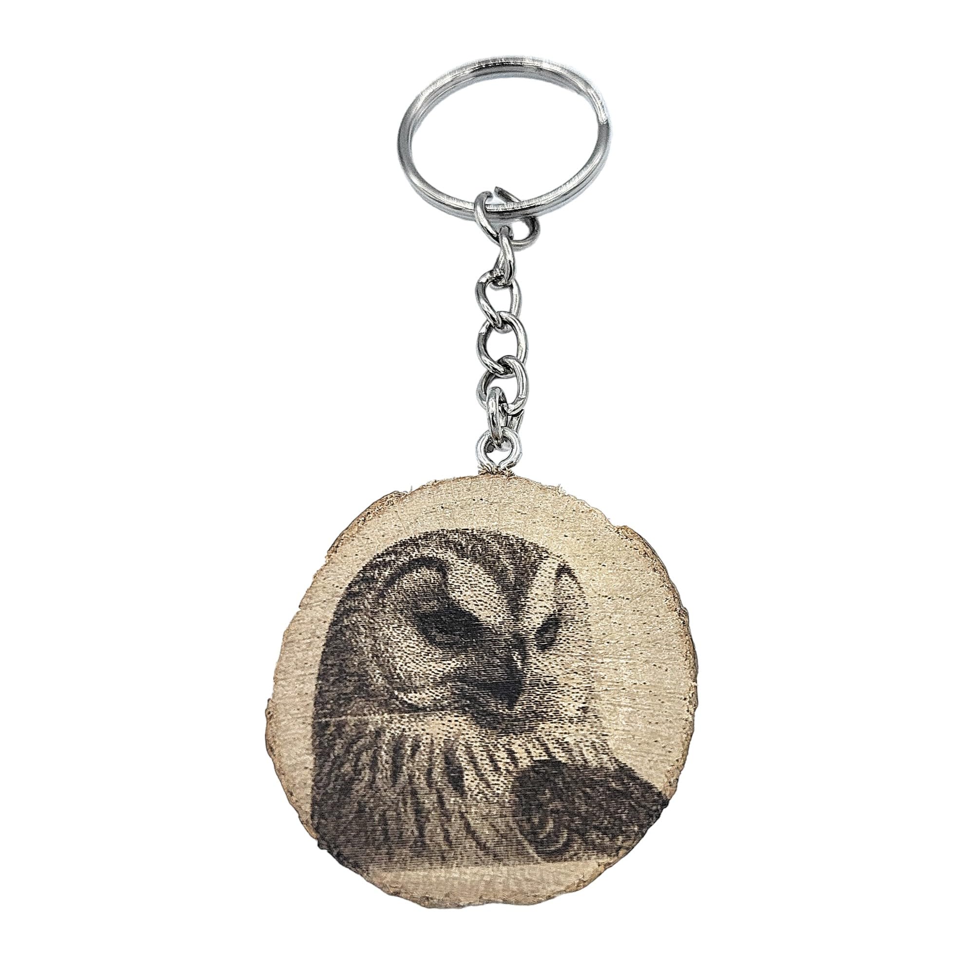 Schnee-Eule Greifvogel Lasergravierter Holz Schlüsselanhänger