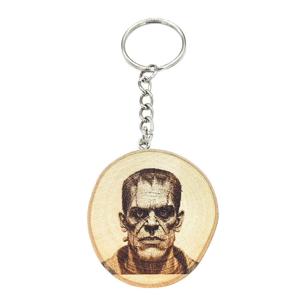 Frankenstein's Monster Lasergravierter Holz Schlüsselanhänger