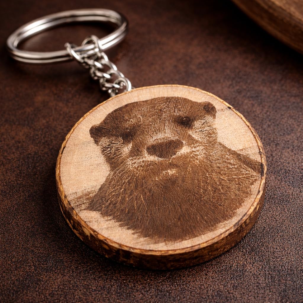 Seeotter Lasergravierter Holz Schlüsselanhänger