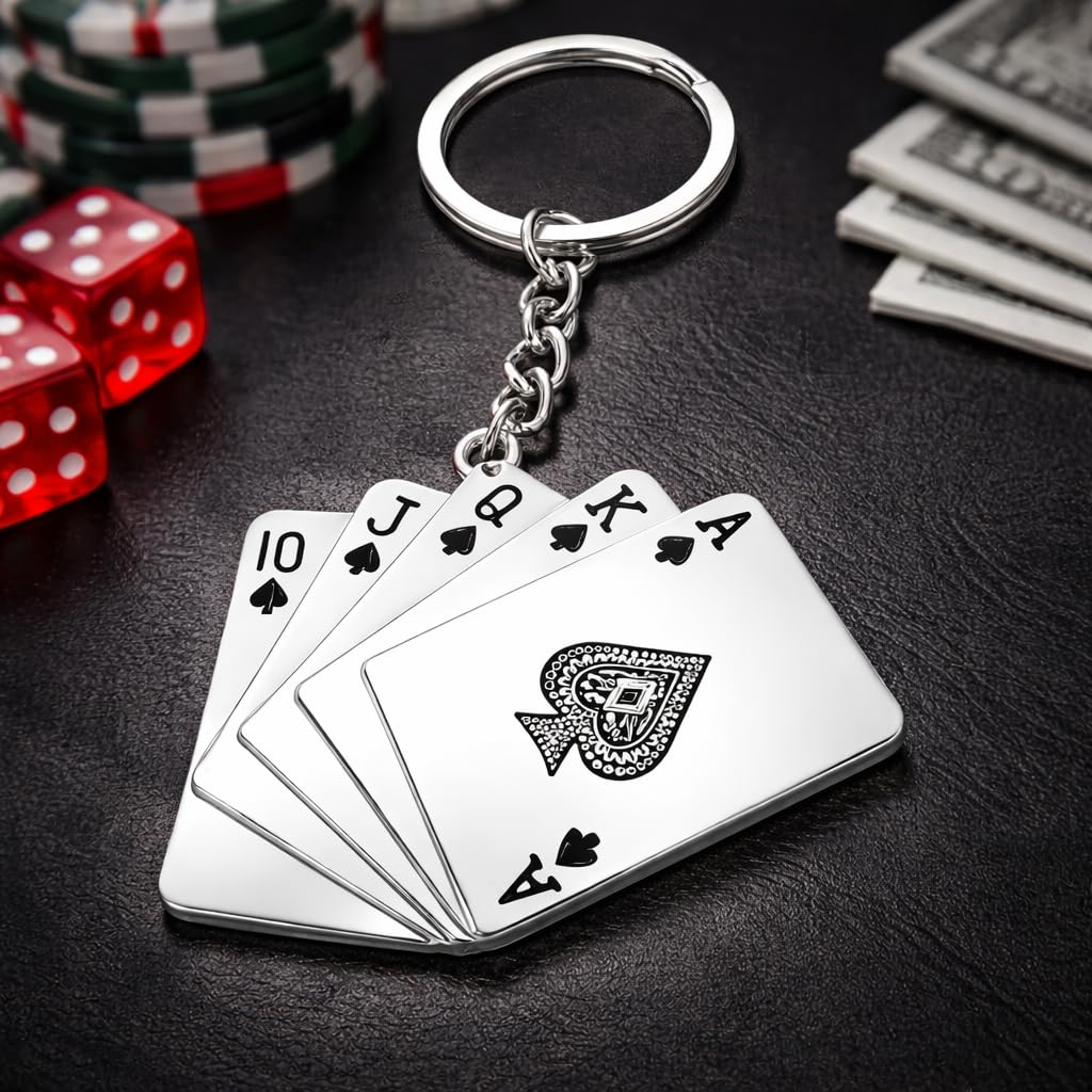 Pokerkarten-Design robustem Metall Schlüsselanhänger