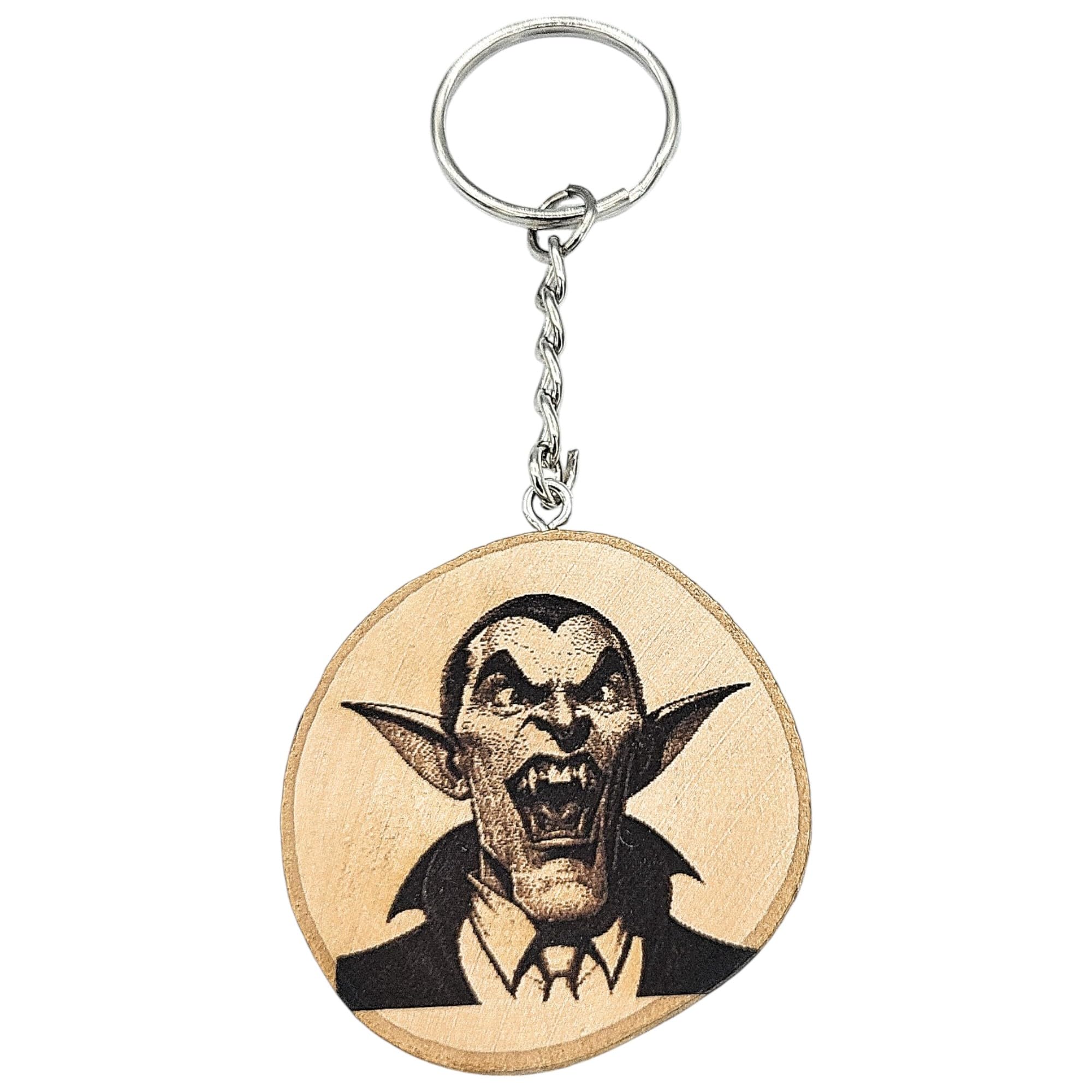 Dracula Nosferatu Vampir Lasergravierter Holz Schlüsselanhänger