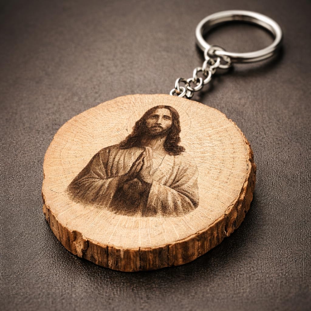Jesus Christus Lasergravierter Holz Schlüsselanhänger