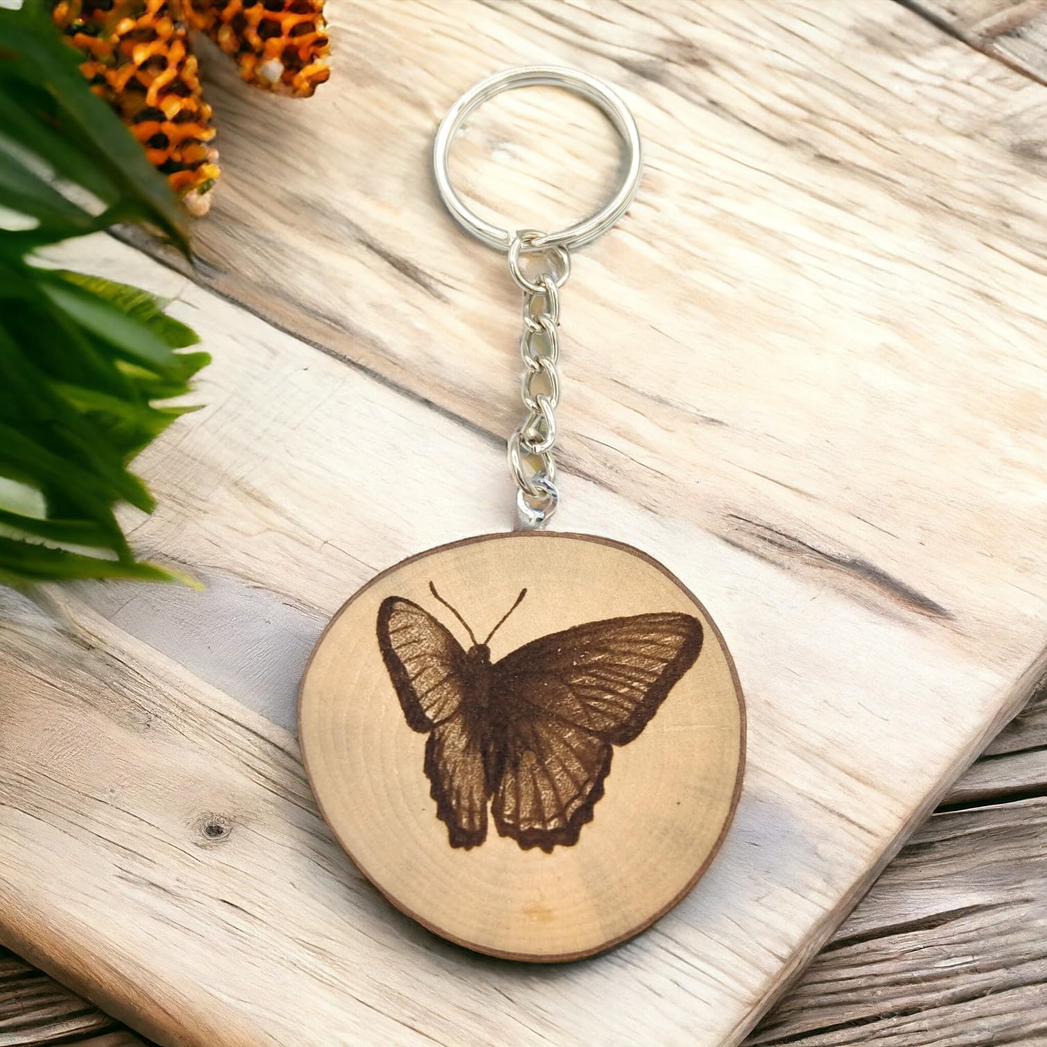 Schmetterling Holz Schlüsselanhänger