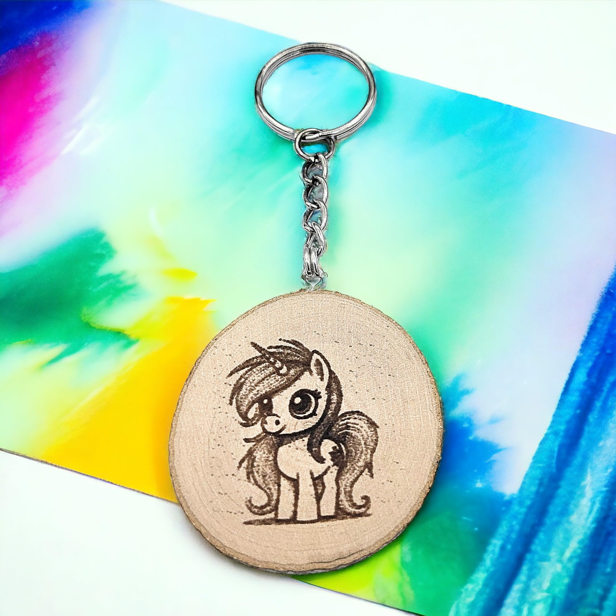 Little Pony Majisches Einhorn Lasergravierter Holz Schlüsselanhänger