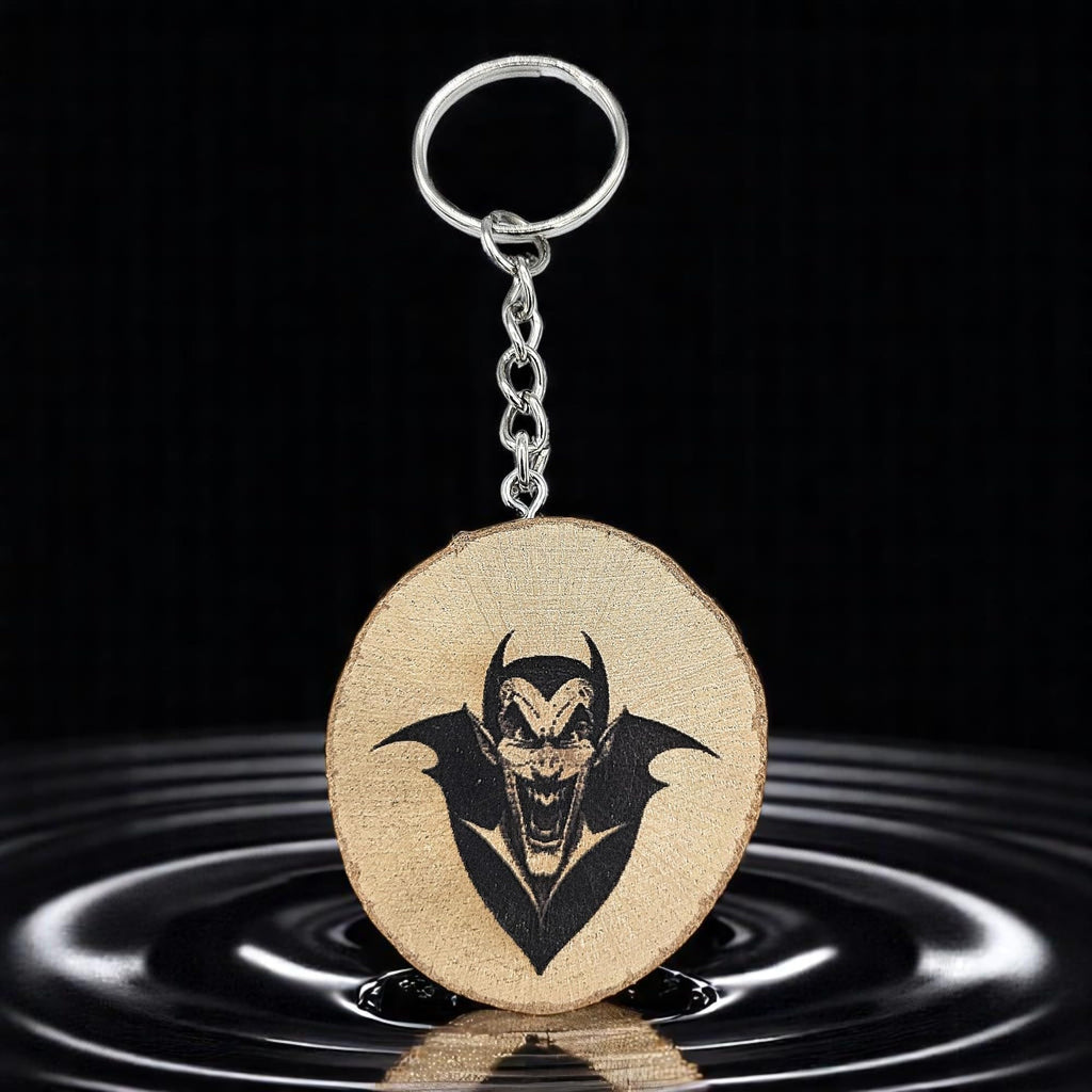 Portachiavi in legno inciso al laser Dracula Nosferatu Vampiro