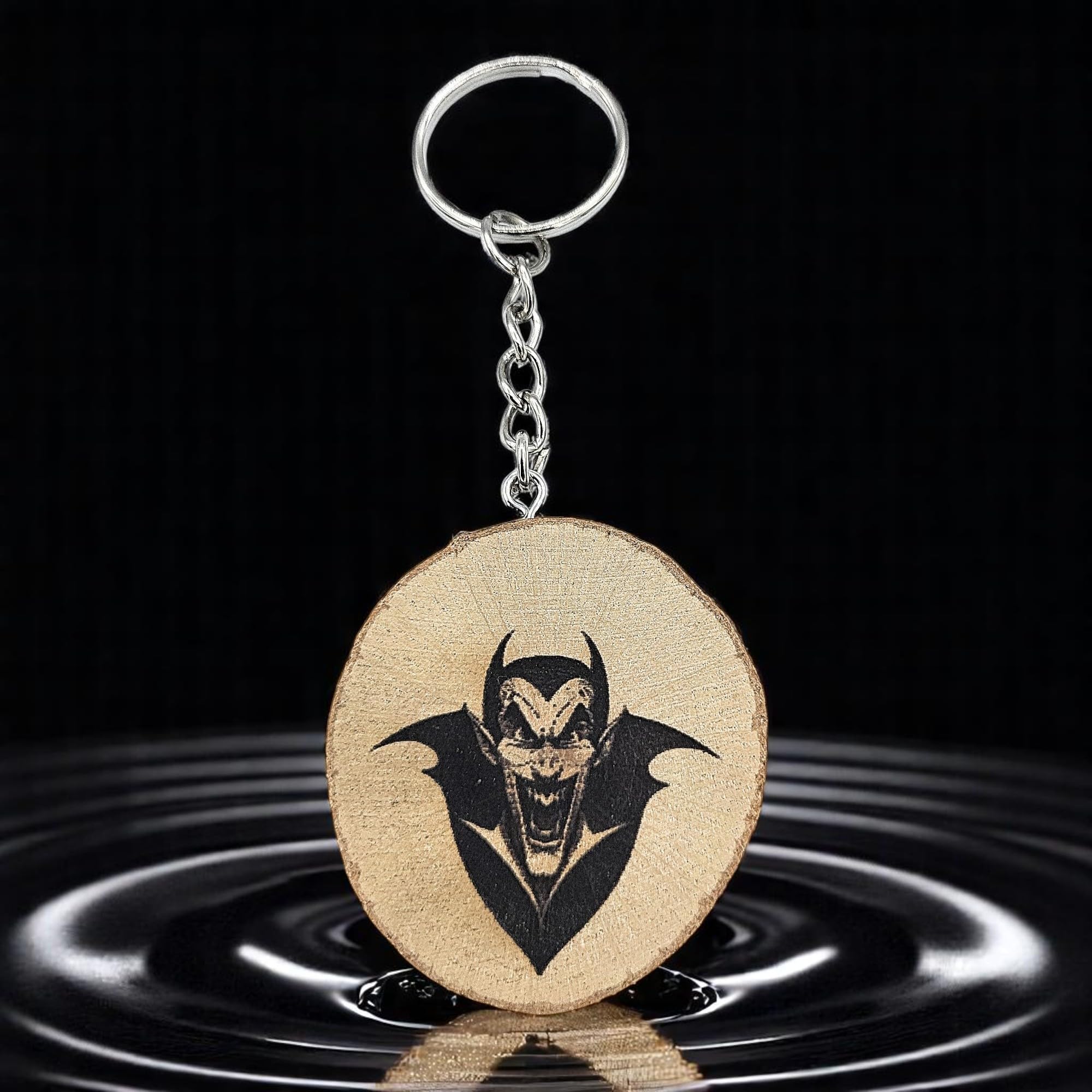 Portachiavi in legno inciso al laser Dracula Nosferatu Vampiro