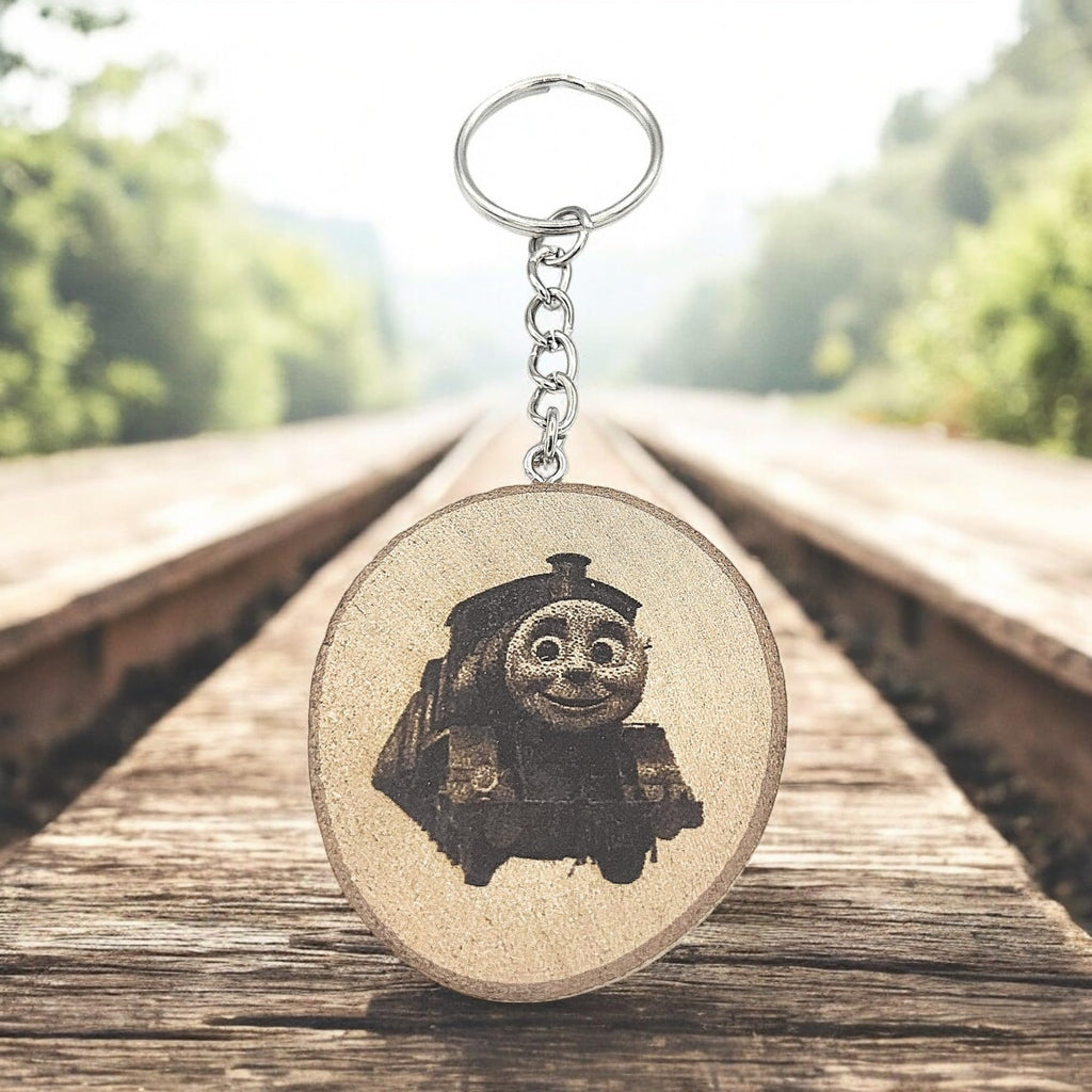 Lokomotive Tankengine Lasergravierter Holz Schlüsselanhänger