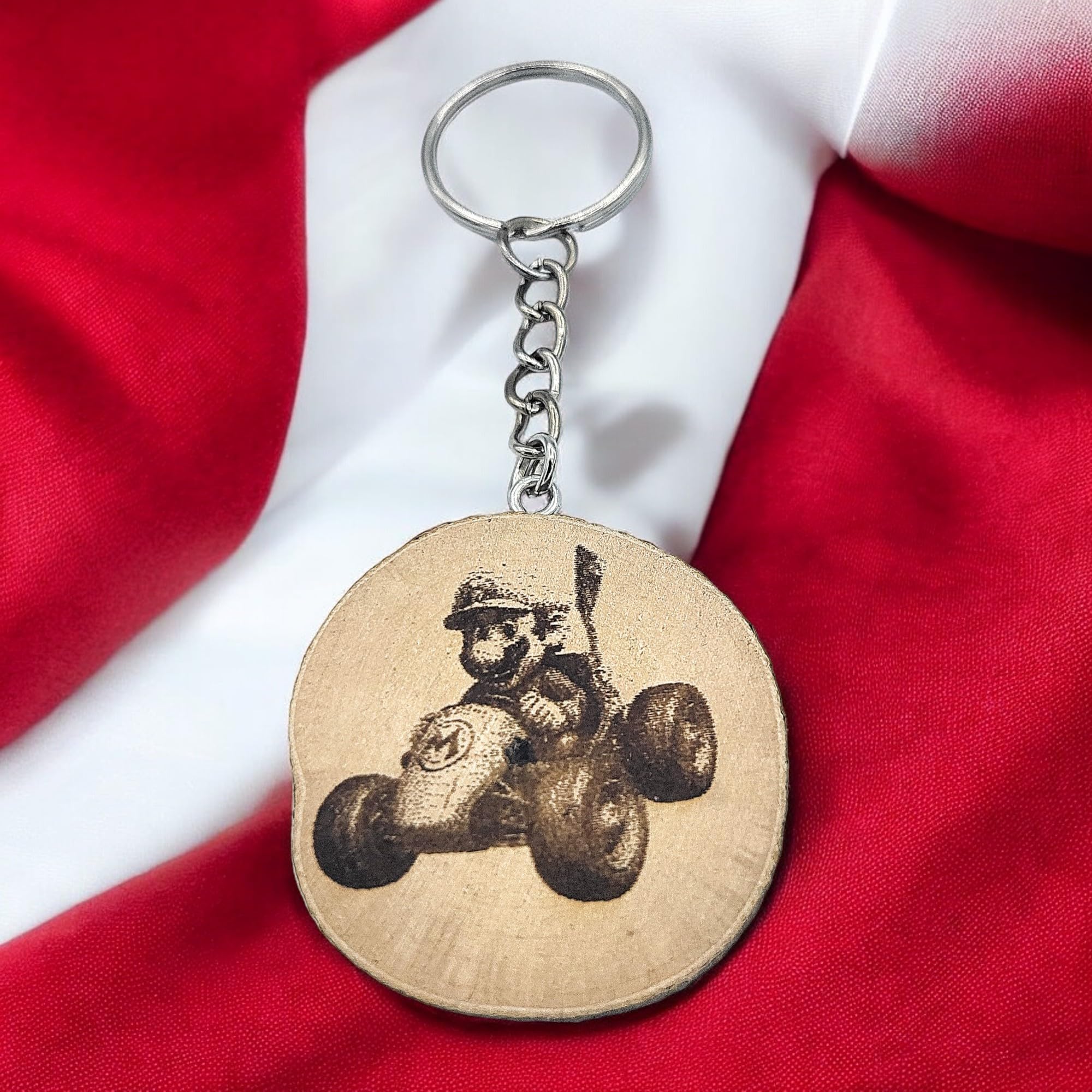 Kart Gamer Lasergravierter Holz Schlüsselanhänger