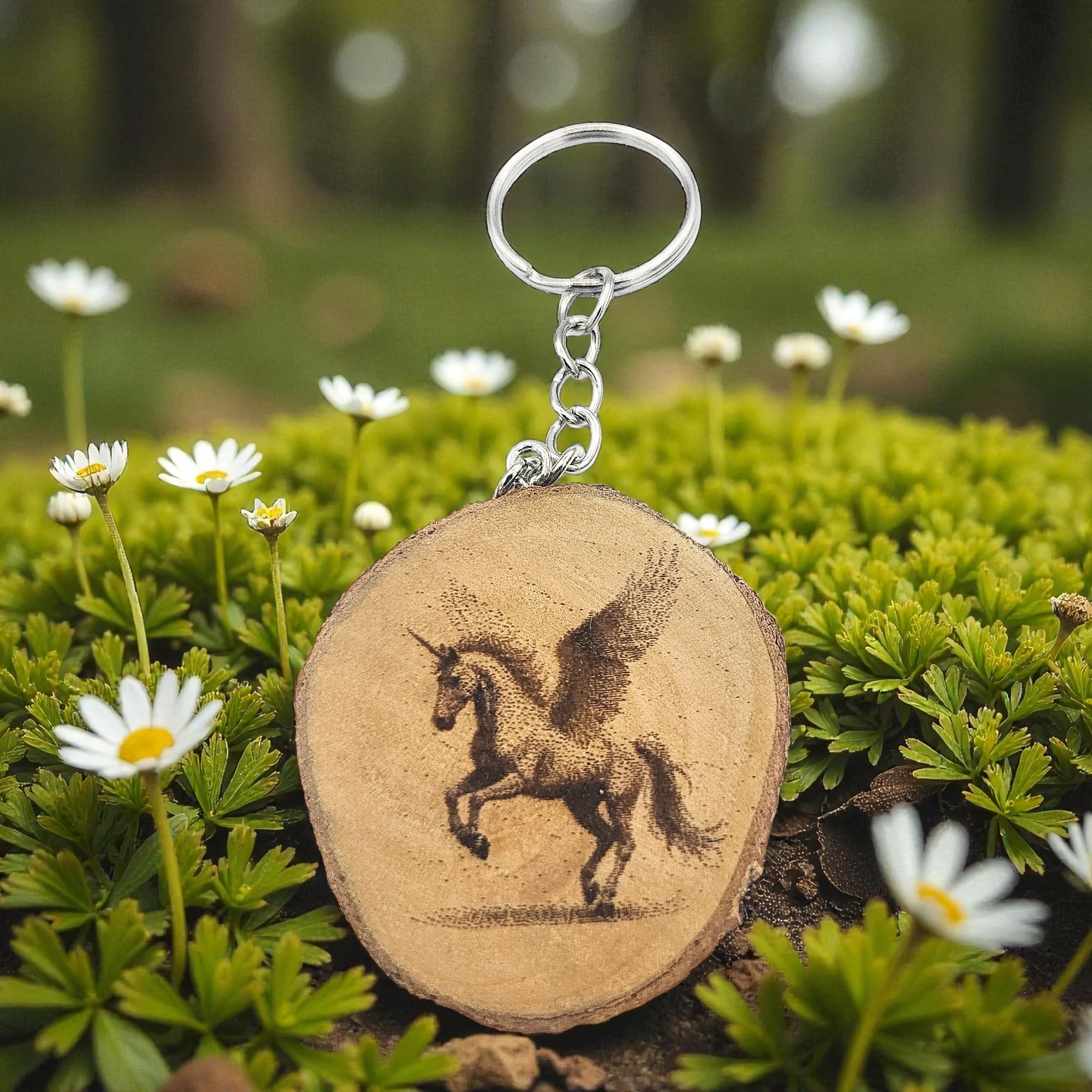 Pegasus Lasergravierter Holz Schlüsselanhänger