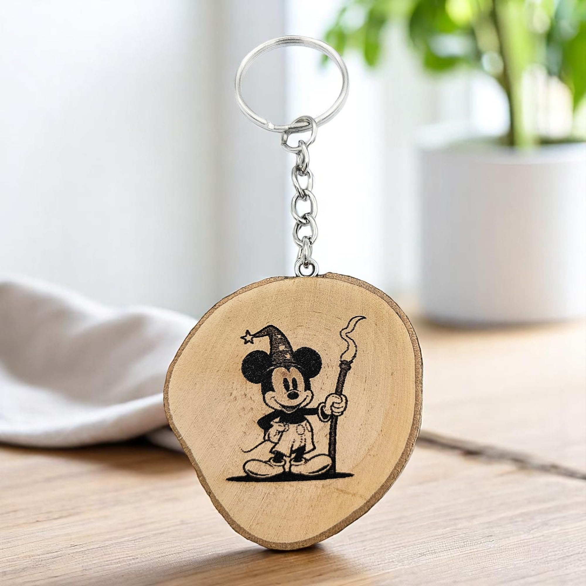 „Majic Maus Zauberer“ Lasergravierter Holz Schlüsselanhänger