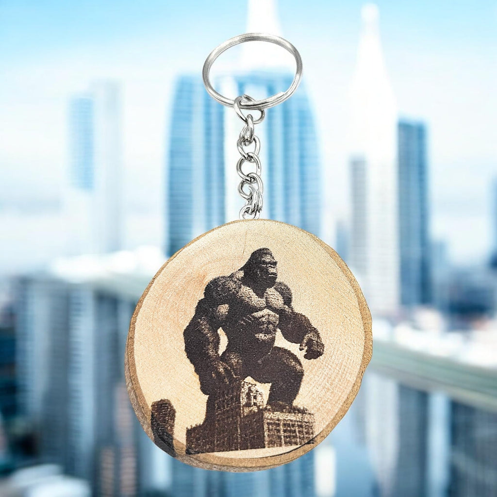 Portachiavi in legno inciso al laser Gorilla Pazzo