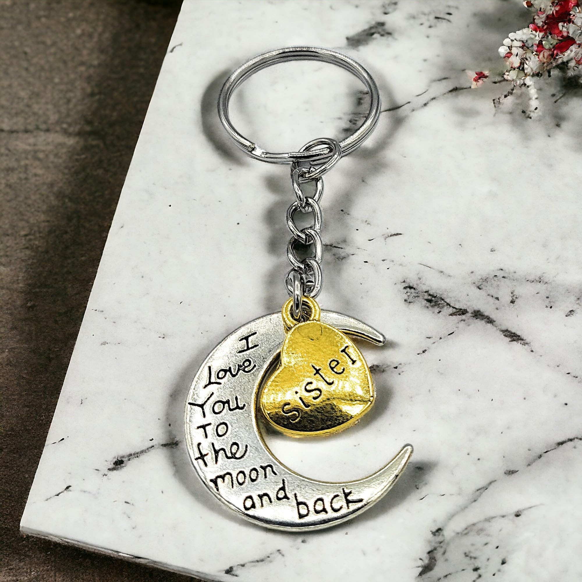 Metal 'Ich liebe Dich zum Mond und Zurück' Schlüsselanhänger