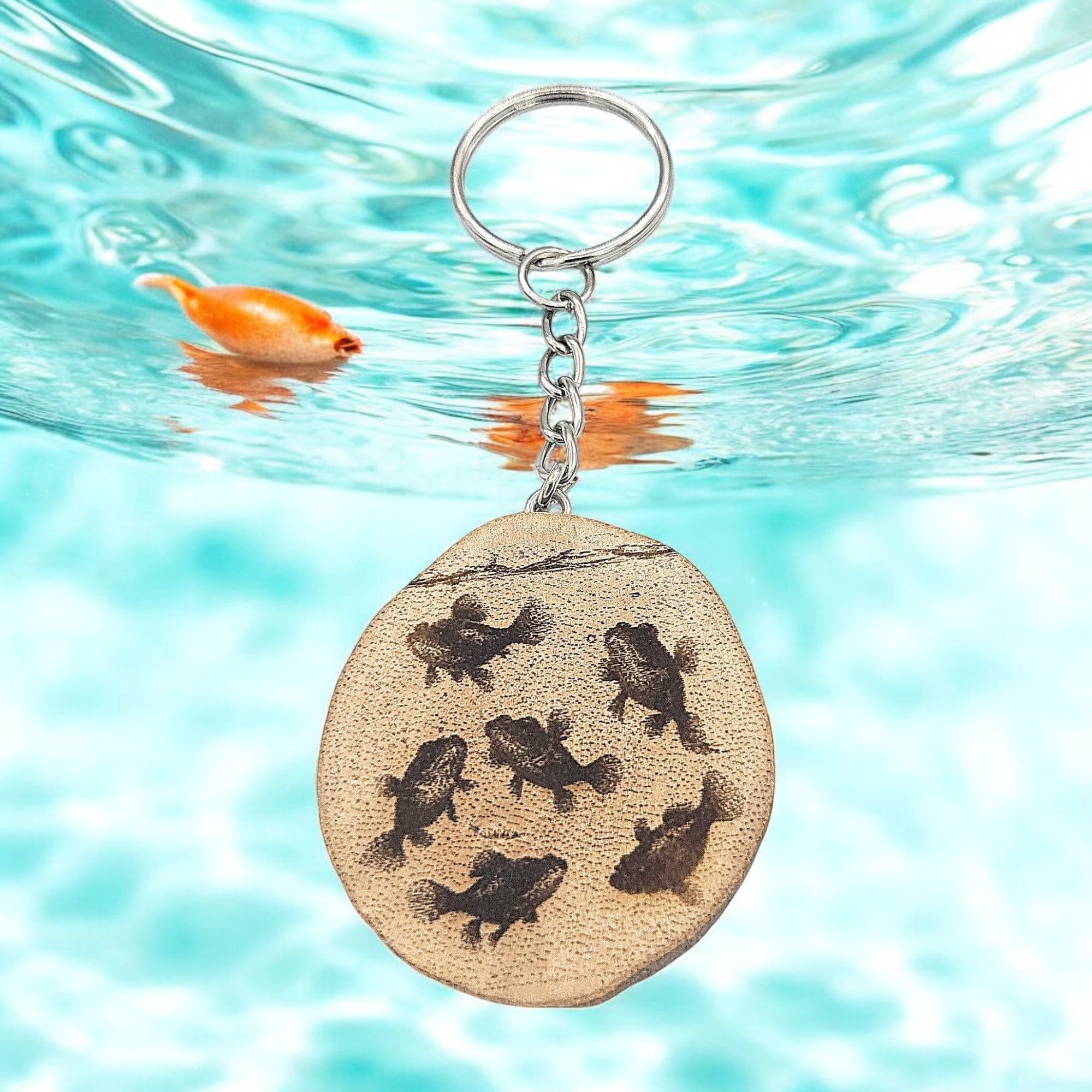 Goldfische Lasergravierter Holz Schlüsselanhänger
