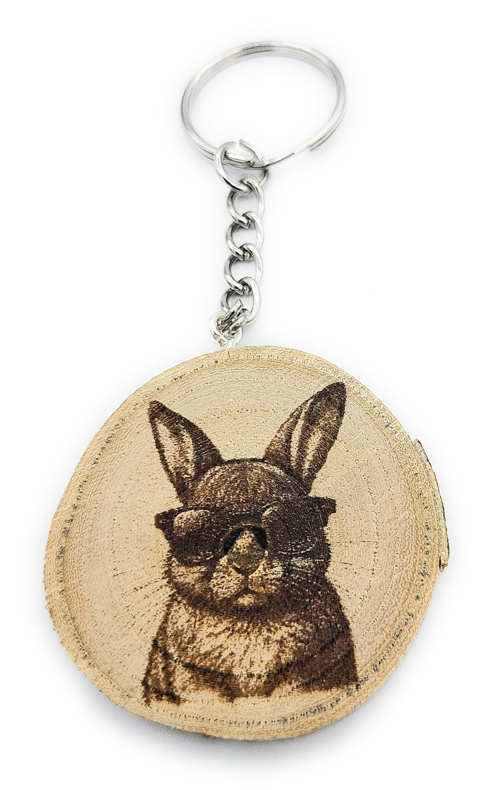Cool Bunny Lasergravierter Holz Schlüsselanhänger