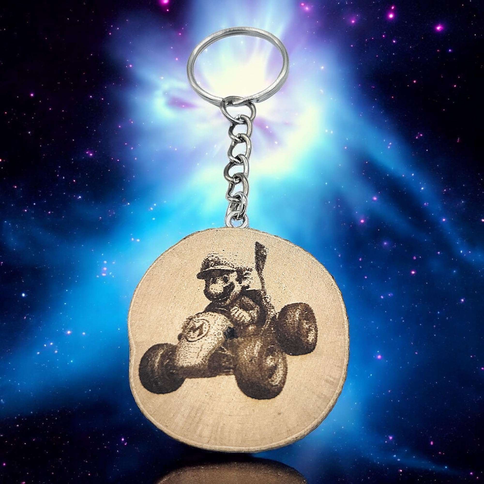 Kart Gamer Lasergravierter Holz Schlüsselanhänger